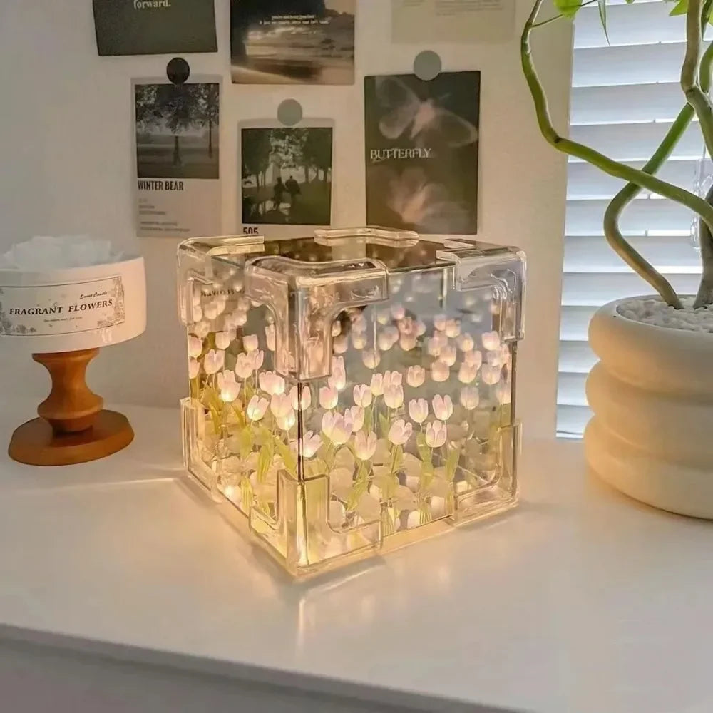 Creative Diy Tulip Flower Three-Dimensional Sea Cube