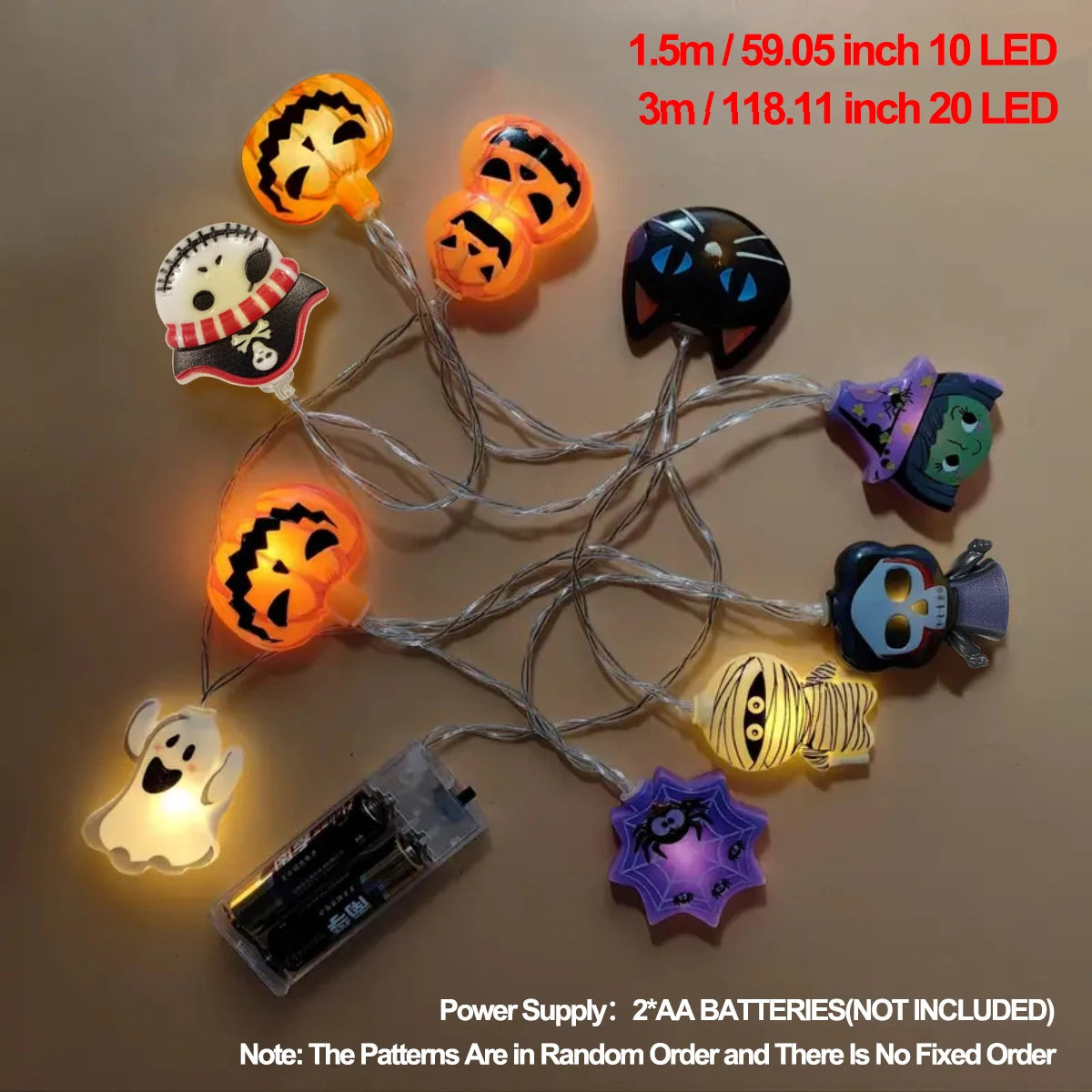 Halloween LED Battery Powered String Lights With Ghost Witch