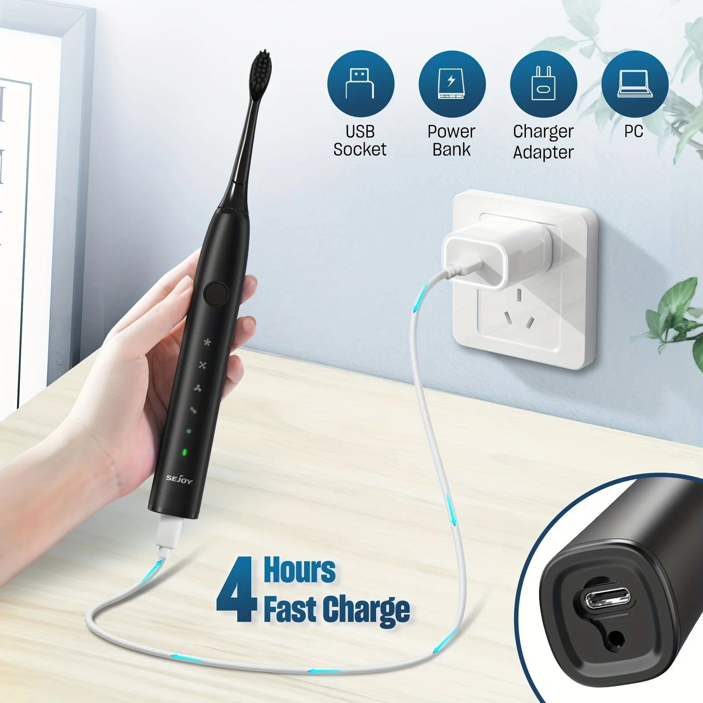 Electric Toothbrush Tooth Brush USB Rechargeable